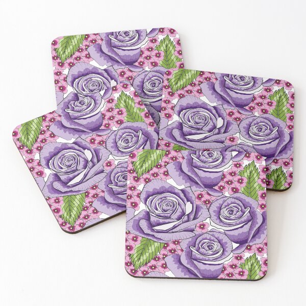 Item preview, Patrón de rosas moradas y hortensias designed and sold by Ayesha Saleem.