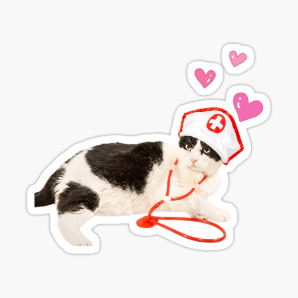 Item preview, nurse cat needle, best doctor cat, cat with stethoscope designed and sold by prodesignerpro.