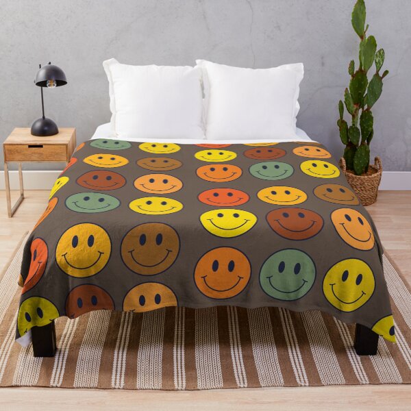 Item preview, 70s Retro Brown Happy Face Pattern designed and sold by Purplerain457.