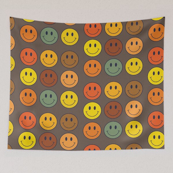 Item preview, 70s Retro Brown Happy Face Pattern designed and sold by Purplerain457.