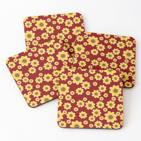 Item preview, Yellow Flowers on Red Background - Floral Pattern designed and sold by TMBTM.