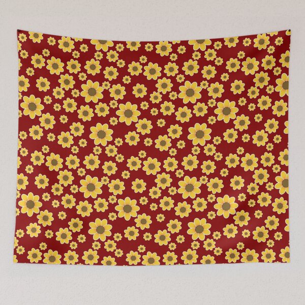 Item preview, Yellow Flowers on Red Background - Floral Pattern designed and sold by TMBTM.