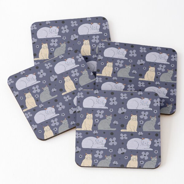 Item preview, British Short Haired Cat - Purple and Grey Animal Illustration Pattern designed and sold by TheRainbowRoom.