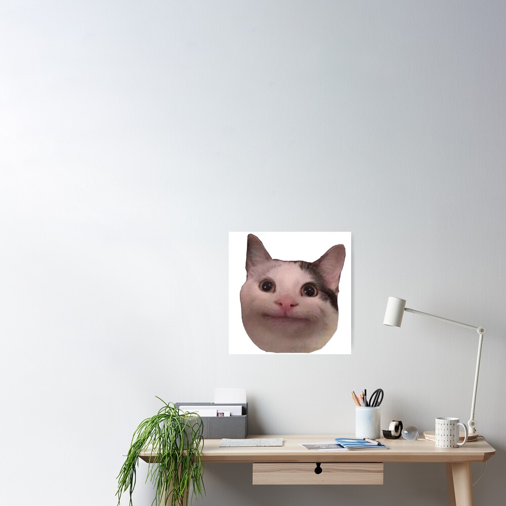 Smiling Beluga Cat Meme Face | Poster