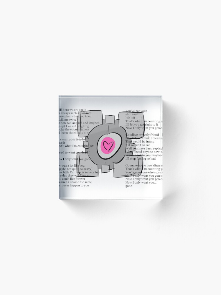 Want You Gone Portal Song Acrylic Block By Mattwilldo Redbubble