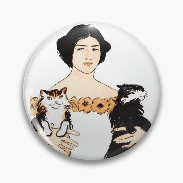 Item preview, Woman Holding Cats Vintage Illustration by Edward Penfield designed and sold by Happy-Trails.