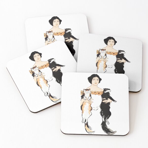 Item preview, Woman Holding Cats Vintage Illustration by Edward Penfield designed and sold by Happy-Trails.
