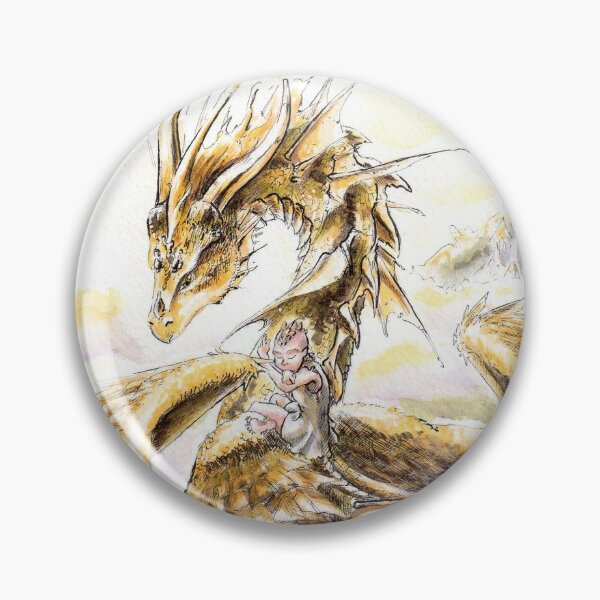Golden dragon with child Pin