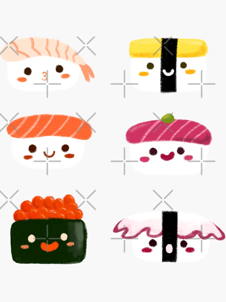 Kawaii Sushi Sticker Pack Sticker for Sale by ProjectX23