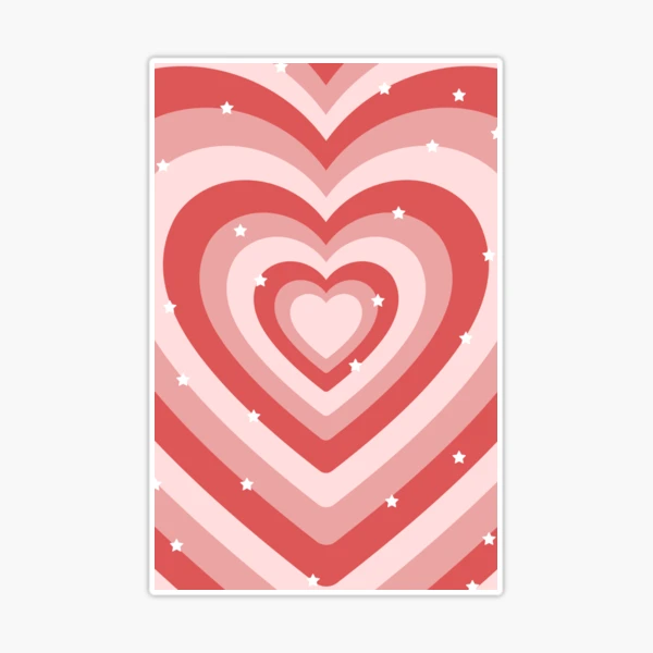 Y2K Red Heart Sticker, Red Multicolored Heart Sticker, Aesthetic