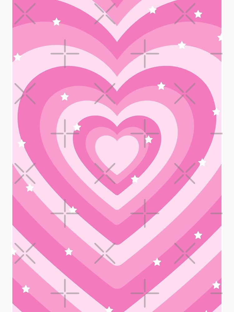 Aesthetic y2k pink pastel hearts with stars | Art Board Print