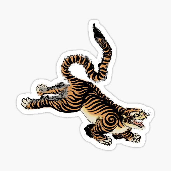 GENEMA 2022 New Year Chinese 3D Flocking Paper Sticker Tiger Decal