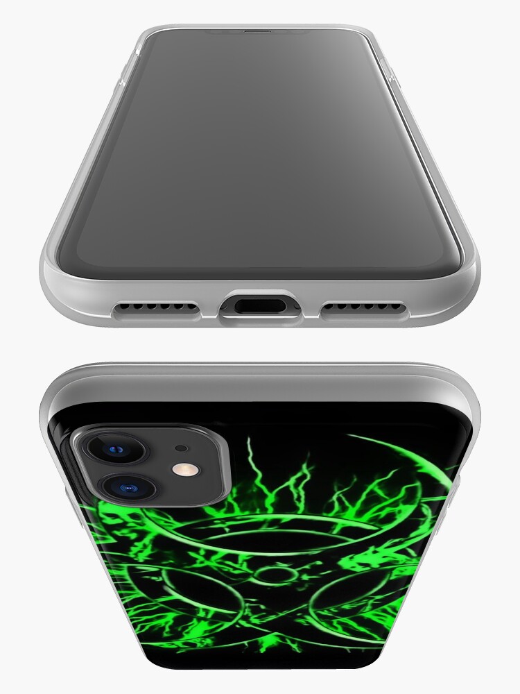 Alternate view of Biohazard warning, bio waste sign, symbol, green on black iPhone Case & Cover