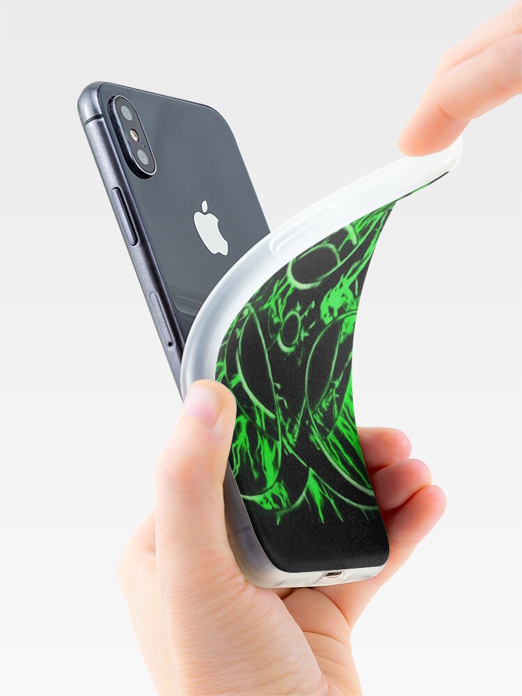Alternate view of Biohazard warning, bio waste sign, symbol, green on black iPhone Case & Cover