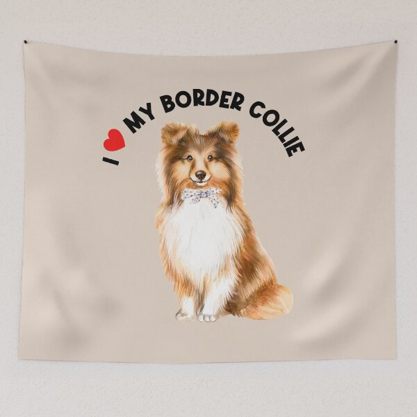 Item preview, I Love My Border Collie Cute Collie Puppy Dog with Bow Art designed and sold by adriana-holmes.