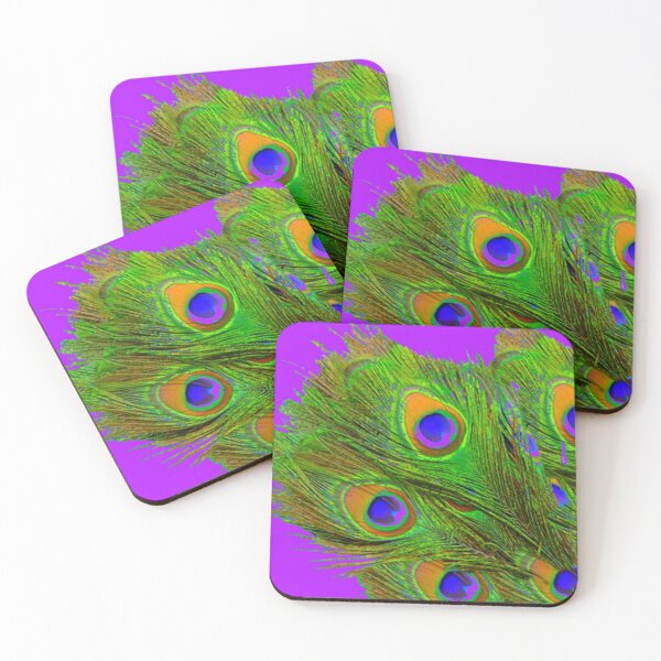 Item preview, DECORATIVE GREEN PEACOCK FEATHERS VIOLET ART designed and sold by sharlesart.