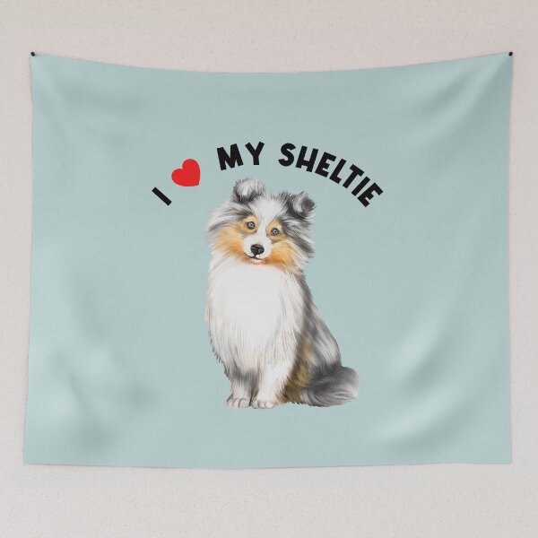 Item preview, I Love My Sheltie Cute Shetland Sheepdog Illustration Art designed and sold by adriana-holmes.