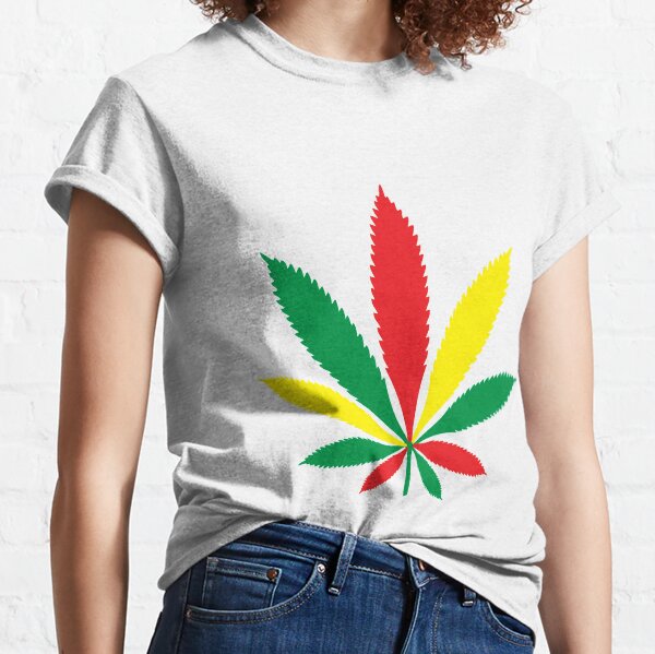 Leaf T Shirt Cannabis Marijuana Ganja Weed Rasta Short Sleeve Gift 