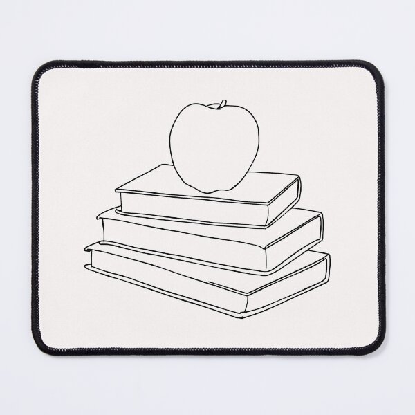 Artikelvorschau, Apfel auf Bücherstapel - Strichzeichnungen mit rotem Apfel und schwarzen Büchern entworfen und verkauft von Mrs-PenLine.
