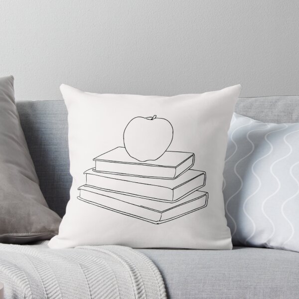 Item preview, Manzana en una pila de libros: dibujo lineal de manzana roja y libros negros designed and sold by Mrs-PenLine.