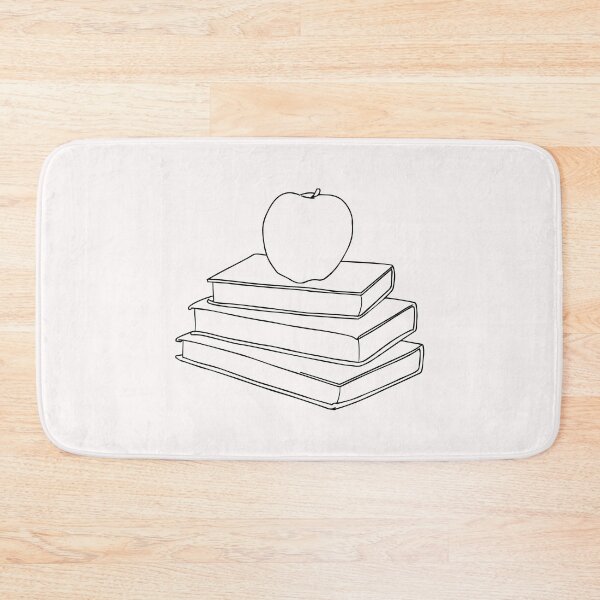 Artikelvorschau, Apfel auf Bücherstapel - Strichzeichnungen mit rotem Apfel und schwarzen Büchern entworfen und verkauft von Mrs-PenLine.