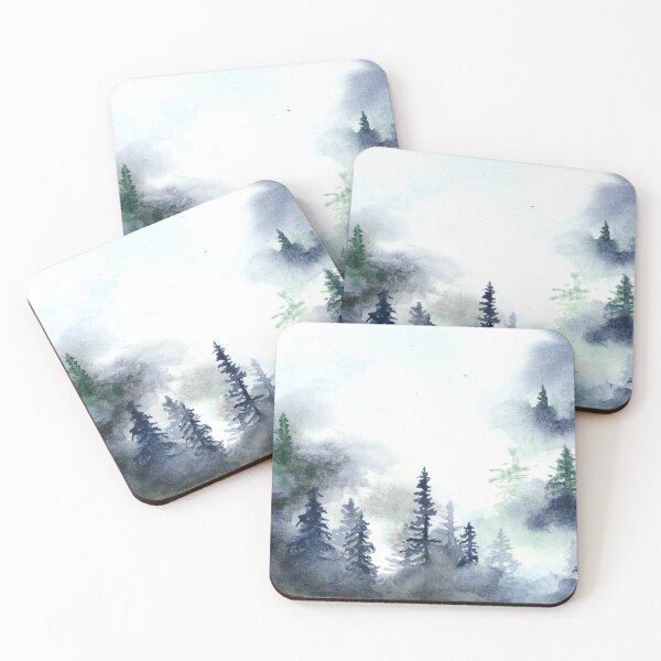Item preview, Misty Watercolor Forest designed and sold by CariJohnstonArt.