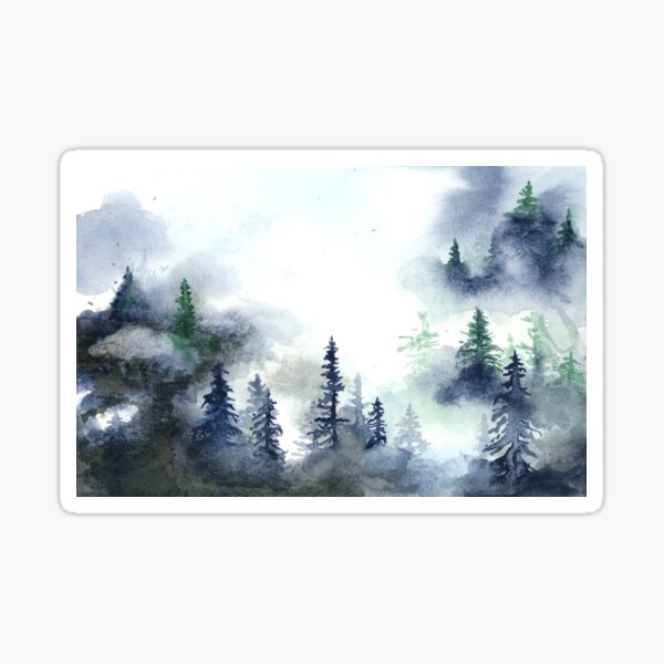 Misty Watercolor Forest Sticker