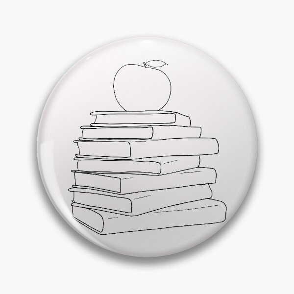 Item preview, Apple on Book Stack - Red Apple & Books Line Art designed and sold by Mrs-PenLine.