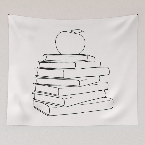Item preview, Apple en Book Stack - Red Apple & Libros Línea Arte designed and sold by Mrs-PenLine.