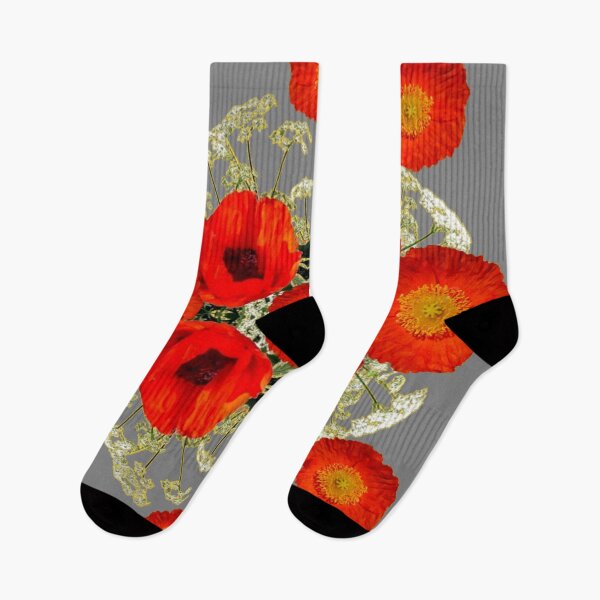 Item preview, ORANGE POPPY PATTERN GARDEN GREY ART designed and sold by sharlesart.
