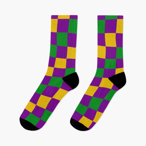 Item preview, Amscan Black Fleur-De-Lis Adult Crew Socks Mardi Gras Yellow purple Green Carnival Vintage Party Decoration Supplies for Men Women designed and sold by NOorYES.