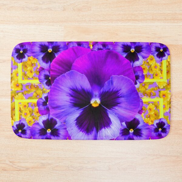 Item preview, SPRING PURPLE PANSY GARDEN PATTERN YELLOW FLORAL ART designed and sold by sharlesart.