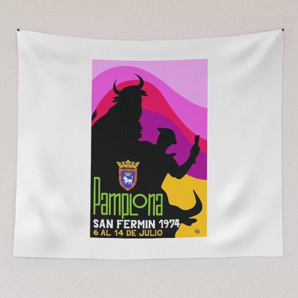 Item preview, 1974 SPAIN Pamplona Running Of The Bulls Poster designed and sold by retrographics.