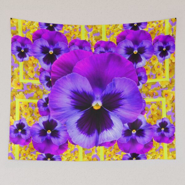 Item preview, SPRING PURPLE PANSY GARDEN PATTERN YELLOW FLORAL ART designed and sold by sharlesart.