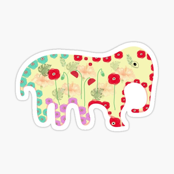 Poppy elephant in vintage shades Sticker