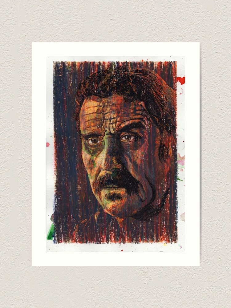 “Ian McShane - Hand Drawn Oil and Ink Portrait” Art Print by