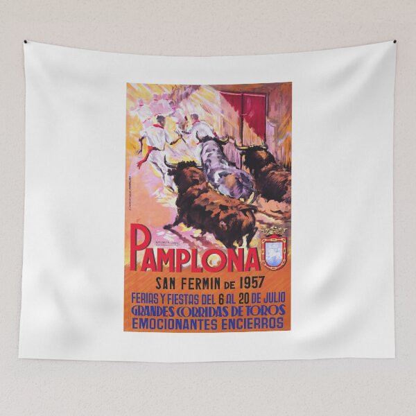 Item preview, 1957 SPAIN Pamplona Running Of The Bulls Poster designed and sold by retrographics.