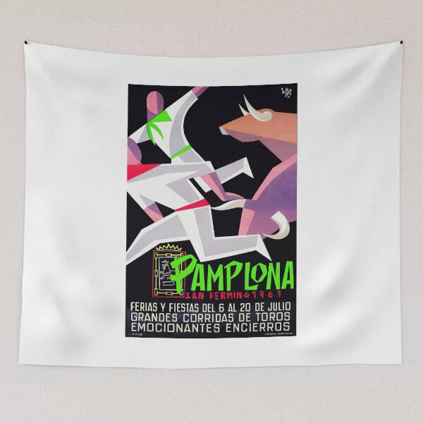 Item preview, 1961 SPAIN Pamplona Running Of The Bulls Poster designed and sold by retrographics.