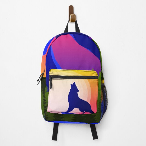 Item preview, Wolf Howling at Sunset, Minimalist Mountain Landscape designed and sold by ACC .