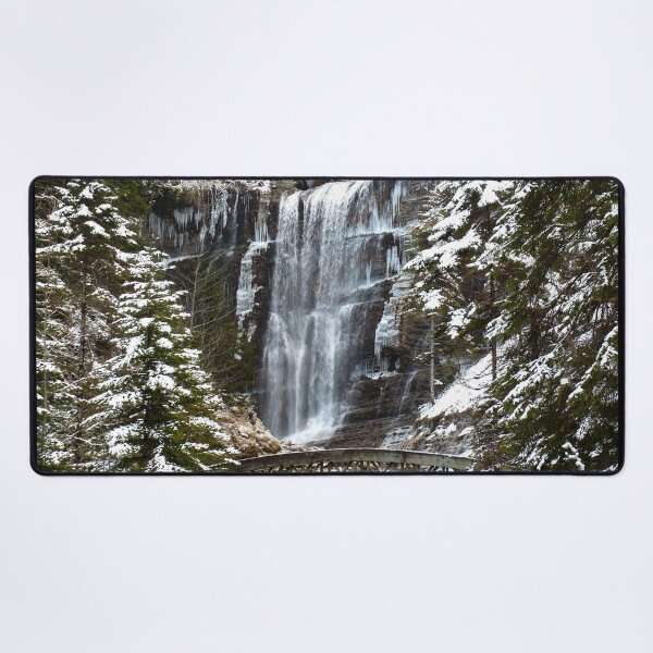 Landscape waterfall bridge Desk Mat
