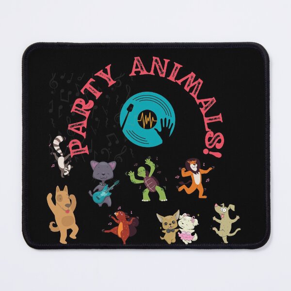 Birthday Partying Animals / Funky Party Animals for Animal Lovers Mouse Pad