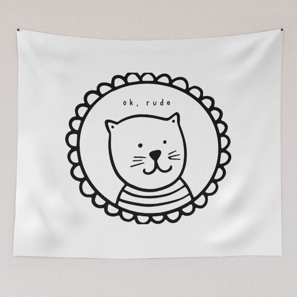 Item preview, "ok rude" Framed Cat Doodle Design designed and sold by designsbyreaia.