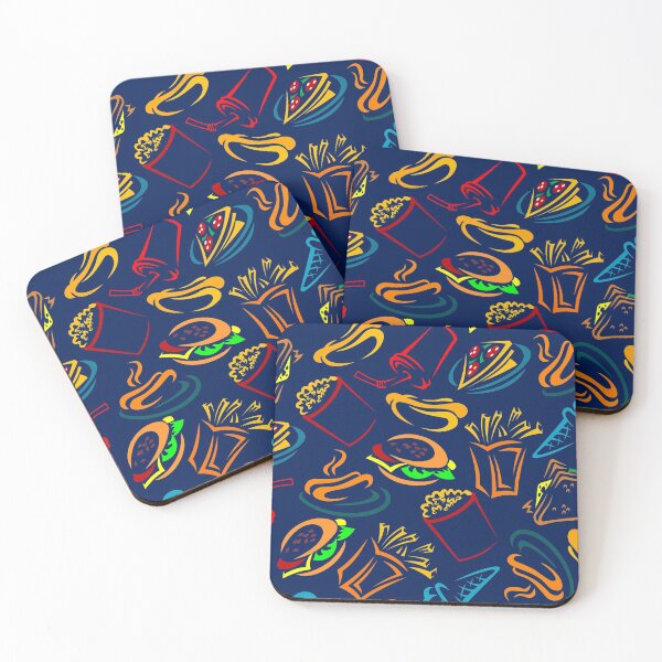 Item preview, Junk Fast Food Resturant Neon Colorful Socks Kitchen Chef Gift Idea Navy Pattern designed and sold by Dr.YesOrNo.