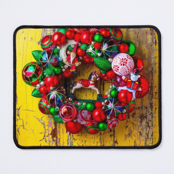 Item preview, Vintage Christmas Wreath On Yellow Door designed and sold by Garry Gay.