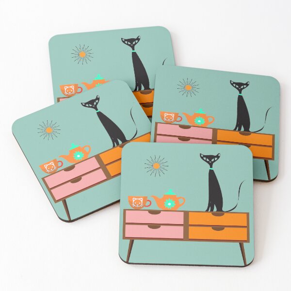 Item preview, Mid Century Cat out for Tea designed and sold by LisWilliams.