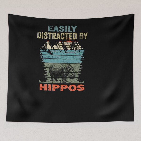 Item preview, Easily Distracted By Hippos Retro Vintage Hippo Animal Lovers designed and sold by boyastore.