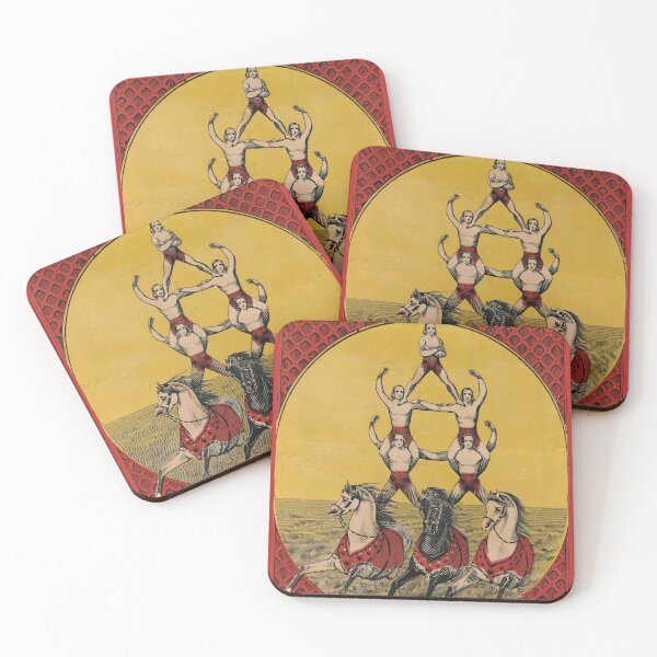 Item preview, Five Acrobats on Three Horses Wood Block designed and sold by mamiespaw.