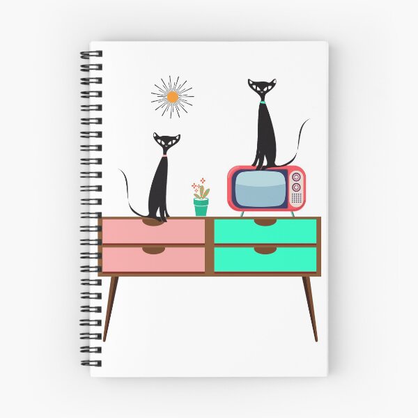 Item preview, Mid Century Kitties Perched on a Retro Telly Table designed and sold by LisWilliams.