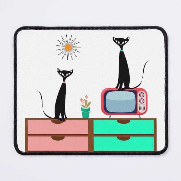 Item preview, Mid Century Kitties Perched on a Retro Telly Table designed and sold by LisWilliams.
