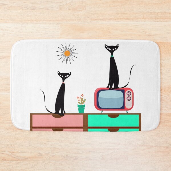 Item preview, Mid Century Kitties Perched on a Retro Telly Table designed and sold by LisWilliams.